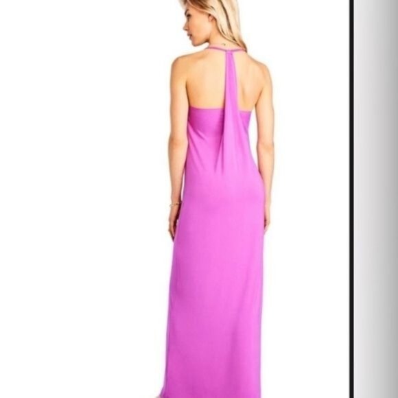 Fabletics Womens Magenta Halter Maxi Dress Medium - Picture 2 of 7